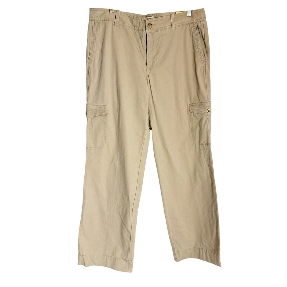Dockers Khaki Tan Mid Rise Curvy Fit Straight Leg Cargo Pocket Pants Size 14